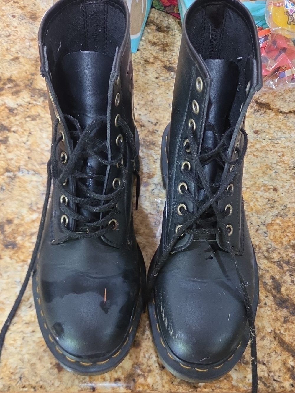 Dr. Martens Black 1460 Smooth Leather Leather Lace-Up Ankle Boots